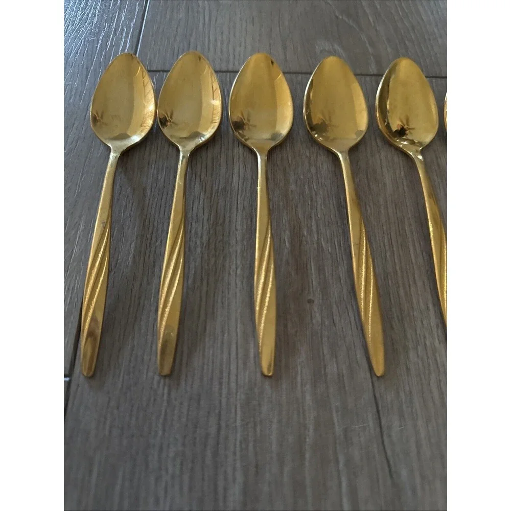 6 PCs International Silver American Flair Gold  Teaspoons‎